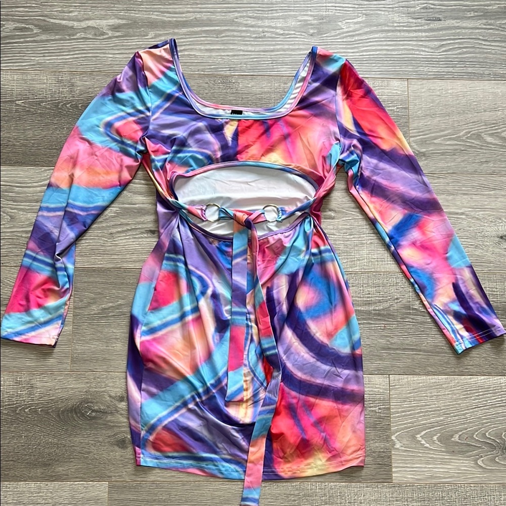 Vibrant Multicolor Cutout Dress